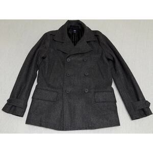 Gap Coat Mens Small Classic Wool Peacoat Winter Lined Button Front Pockets Gray